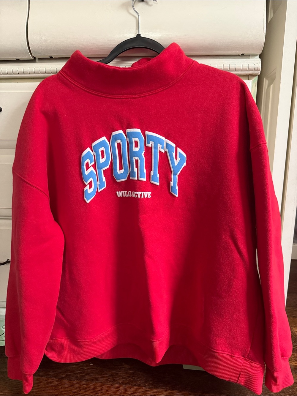 Red Mock Neck Sweatshirt